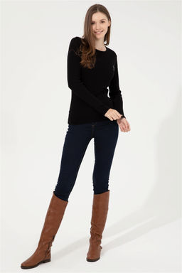 Женский черный базовый свитер с круглым вырезом Неожиданная скидка в корзине - U.s. polo assn фото 4