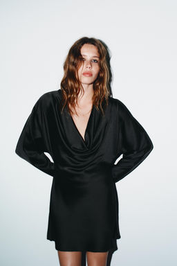 SATIN DRESS WITH FLOWING NECKLINE - Zara фото 2