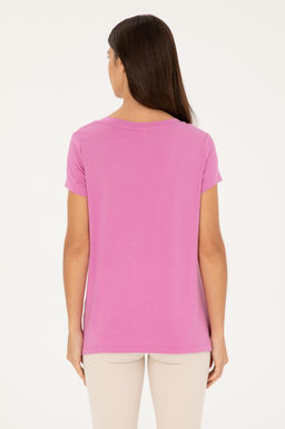 U. S. Polo Assn / Женская фиолетовая базовая футболка с v-образным вырезом - U.s. polo assn фото 12