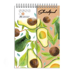 Скетчпад А5 148х210 мм, 40 л, блок - белый офсет, крафт-бумага 80 г/м?, арт. 62771 АВОКАДО