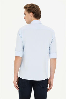 Мужская голубая базовая рубашка с длинным рукавом - U.s. polo assn фото 5