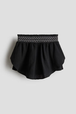 Falda pantal?n de muselina con cintura fruncida