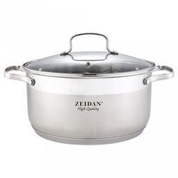 Zeidan Monaco Кастрюля из нержавеющей стали 13л, д32см, 5-и степовое капсулированное дно, стеклянная крышка, комбинированная полировка снаружи, зеркальная полировка внутри, подарочная упаковка (Китай) Подходит для всех видов плит, включая индукци