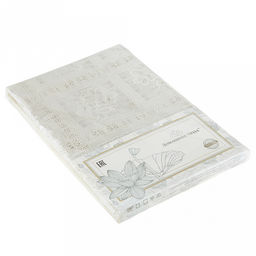 Скатерть ПВХ "Ришелье" 137х180см, длина стола до 120см, на 4 персоны, "LACE" гладкая, пленка сверху, квадраты, беж с перламутром, упак. "классическая" п/э 28х41см т.м. "Домашняя Мода" (Китай)