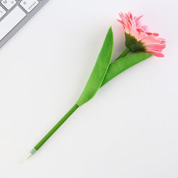 Ручка прикол, шариковая, синяя паста, 1.0 мм 8 марта: Розовая гербера