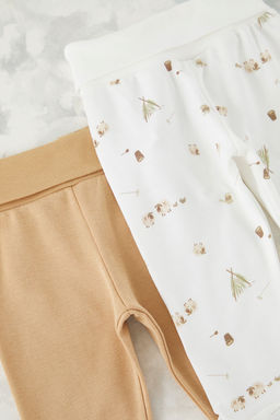 Ekru-Camel 2li Erkek Bebek %100 Pamuk Animal Bask?l? Orme Pantolon TKDSS25PL00012 - Trendyolmilla фото 2