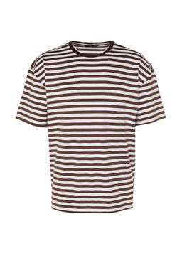 TRENDYOL MAN Siyah Oversize/Genis Kesim Cizgili K?sa Kol T-Shirt TMNSS20TS0511 - Trendyolmilla фото 24