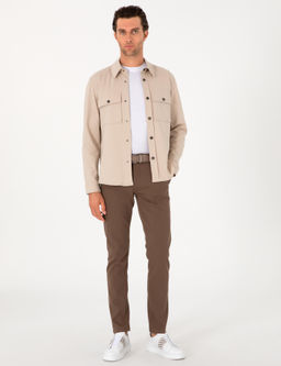 Kahverengi Slim Fit Kanvas Pantolon