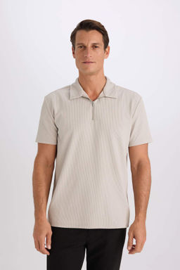 Regular Fit Fermuarl? K?sa Kollu Polo Tisort - Defacto фото 7