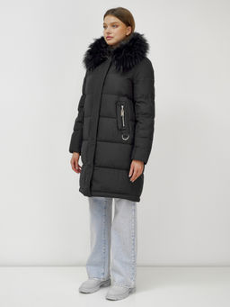 Куртка Бренд Visdeer  ПРЕМИУМ КЛАССА зимняя с мехом ЕНОТА, черного цвета  фото 9