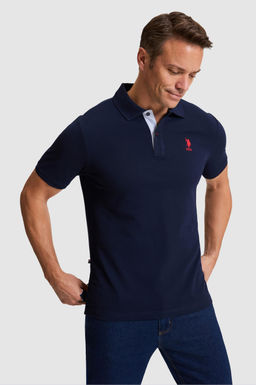 Erkek Lacivert Regular Fit Polo Yaka Basic Ti__rt
