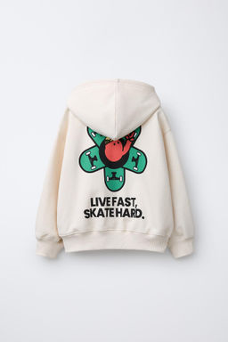 SUDADERA CAPUCHA ESTAMPADA LOGO / Blanco roto - Zara фото 2