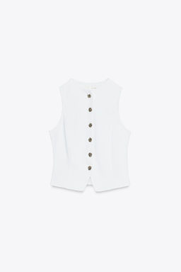 Z1975 DENIM WAISTCOAT WITH GOLD BUTTON - Zara фото 14