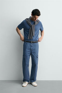 PANTAL?N CARGO RELAXED FIT LAVADO / Azul