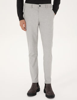 Gri Slim Fit Beli Lastikli Kanvas Pantolon - Pierre cardin фото 2