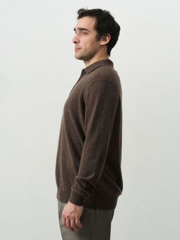 Джемпер-поло из кашемира мужской KM010140-E коричневый