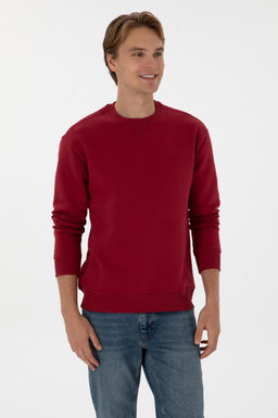 Erkek Koyu Frambuaz Basic Sweatshirt Sepette S_rpriz _ndirim