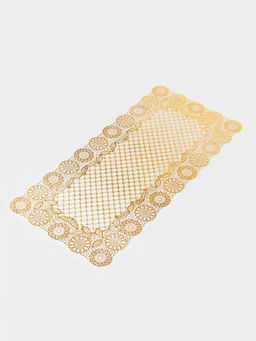 Дорожка сервировочная на стол «Букет», ажурная, 84×40 см, ПВХ, золотая