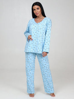 117 ЖЕНСКАЯ ПИЖАМА (Голубой (веточки))