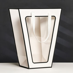 Цена за 12 шт. Пакет-переноска для цветов 18?14?35?28 см, белый с каймой