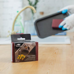 Цена за 3 шт. Губки для посуды Raccoon Чудо-губка, 2 шт., чистящие,10.575 см  фото 6