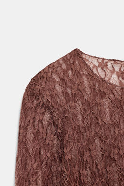 LONG SLEEVE LACE TOP - Zara фото 7
