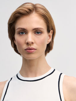 Топ с контрастной окантовкой из хлопка / Zarina  фото 6