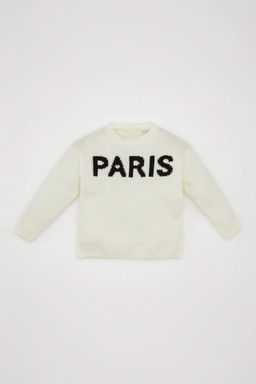 K?z Bebek Kalp Desenli Bisiklet Yaka Triko Kazak - Defacto фото 2