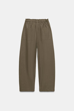 PANTAL?N TAPERED CINTURA EL?STICA / Khaki - Zara фото 9
