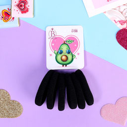 Цена за 6 шт. Резинки для волос «Авокадо лав», набор 6 шт., крутышка, 4 см, чёрные