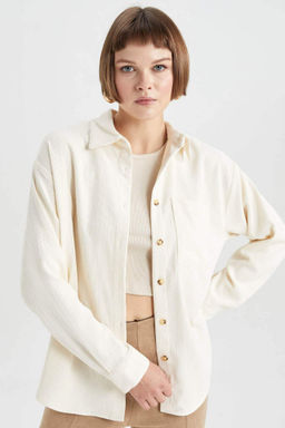 Regular Fit Kadife Uzun Kollu Gomlek - Defacto фото 2