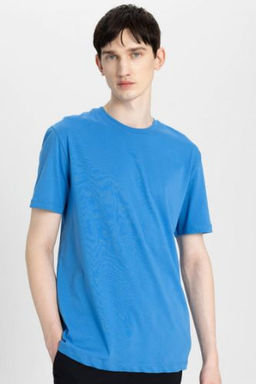 New Regular Fit Bisiklet Yaka Basic Duz %100 Pamuk K?sa Kollu Tisort