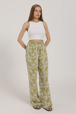 Ac?k Haki Nak?sl? Genis Paca Pantolon TWOSS25PL00129 - Trendyolmilla фото 2