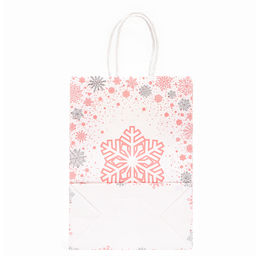 Цена за 6 шт. Пакет бумажный подарочный новогодний крафт Розовая снежинка, 15?21?8 см - UPAK LAND фото 2