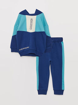 Kap??onlu Uzun Kollu Bask?l? Erkek Bebek 2li Tak?m