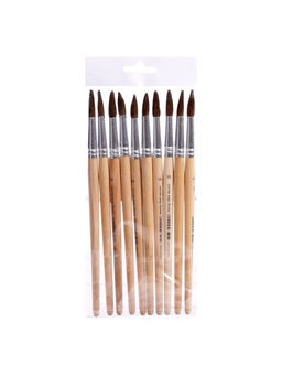 Цена за 10 шт. Кисть для рисования, белка, № 10, круглая, деревянная ручка, международный размер