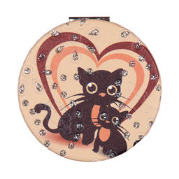 Зеркало карманное 7 см / GT358 /уп 50/300/ кожзам стразы