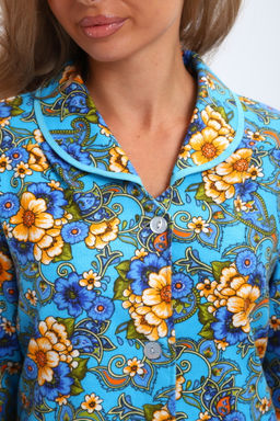 Халат женский из фланели Маша макси цветы