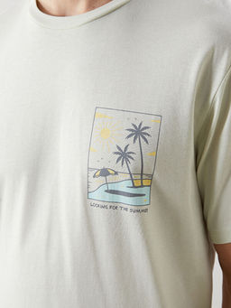 Bisiklet Yaka K?sa Kollu Bask?l? Penye Erkek Ti??rt