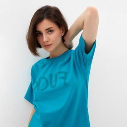 Футболка женская MINAKU Fuck, голубая, размер 46