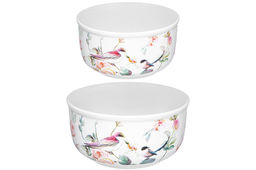Набор 2 салатников 1 л 16*16*8 см + 500 мл 13,5*13,5*7 см Певчие птички с крышками, NEW BONE CHINA - Elan gallery фото 6