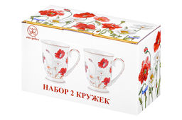 Набор 2 кружек 300 мл 11*8*11 см Маки на ножке, NEW BONE CHINA - Elan gallery фото 7