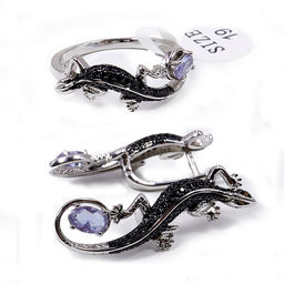 Комплект ювелирной бижутерии Silver Gold кольцо и серьги с Аметрином - Сандаловый дом фото 4