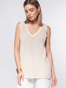 VILATTE / Летний топ полупрозрачной вязки из хлопка  фото 7