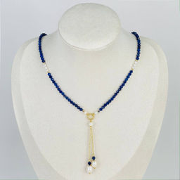 Колье из Содалита и Жемчуга 42 см +
