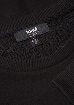 Bisiklet Yaka Siyah Basic Sweatshirt - Mavi фото 6