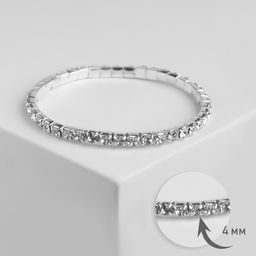 Браслет со стразами "Лёд" 1 ряд, цвет белый, 4 мм