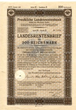 Облигация 4,5% 200 рейхсмарок 1937 года Германия