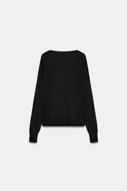 JERSEY PUNTO FINO ESCOTE PICO / Negro