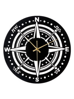 Часы настенные интерьерные «Компас», бесшумные, плавный ход, d=40 см, металл, чёрные